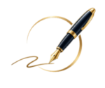 Navy and gold fountain pen writing icon